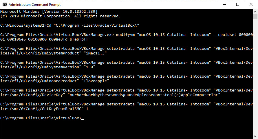 Install macOS Catalina on VirtualBox