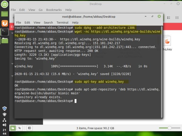 Install Windows software on Linux mint