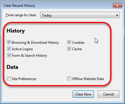 Clear Cache and Cookies