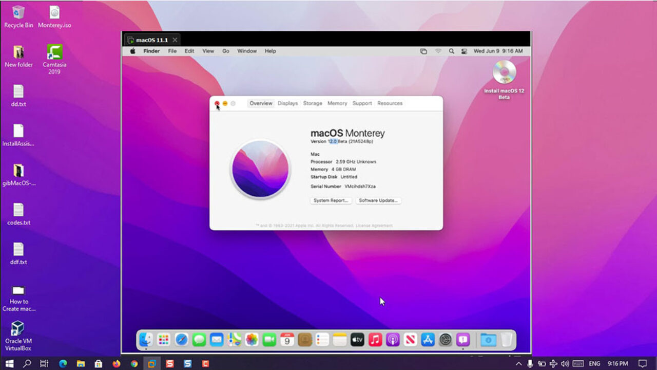 mac osx on windows virtualbox