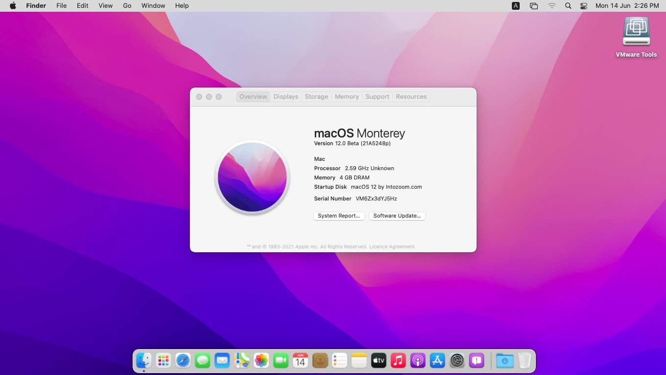 mac os vmware 12