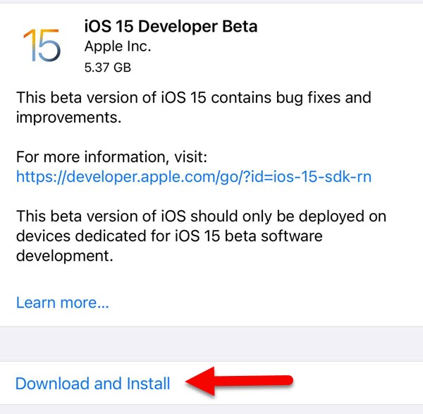Install iOS 15 on iPhone