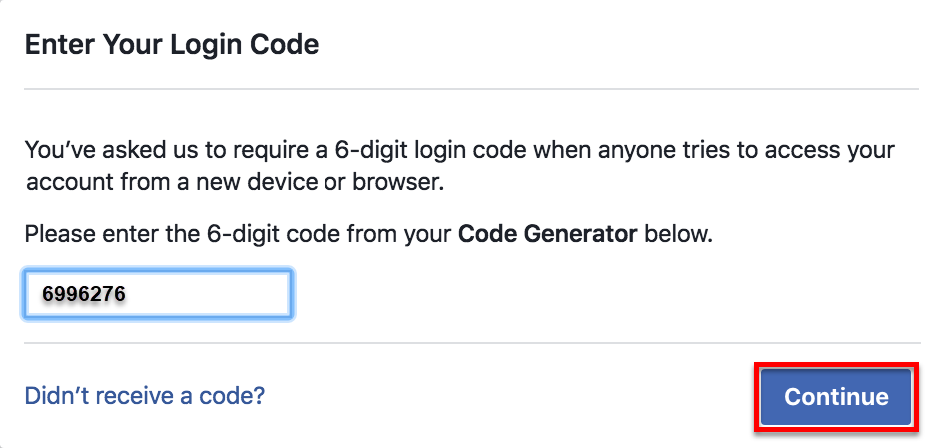 How to sign in to your Facebook using Code Generator?