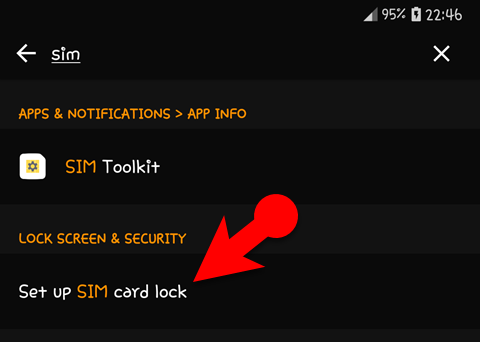 Activate SIM card lock in Android