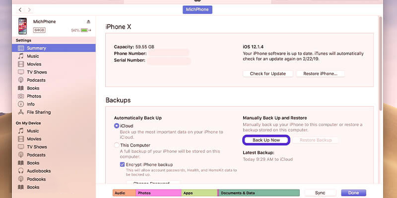 Take Backup of your iPhone 14
